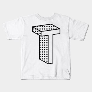 3D Ben Day Dot Isometric Letter T Kids T-Shirt